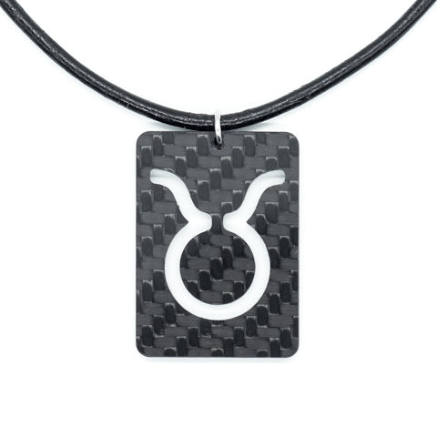 Toro Zodiaco Ciondolo in fibra di carbonio e collana in pelle di Sigil SG-113