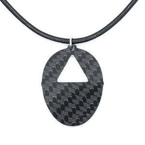 Triangle Mask Carbon Fiber Pendant and Leather Necklace by Sigil SG-104