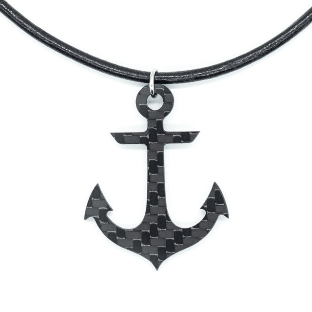 Ciondolo Anchor in fibra di carbonio e collana in pelle di Sigil SG-110