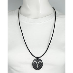 Gemini Zodiac Carbon Fiber Pendant and Leather Necklace by Sigil SG-114