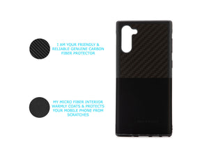 Custodia per telefono leggera in vera fibra di carbonio e silicone BlackStuff compatibile con Samsung Note 10 BS-2031