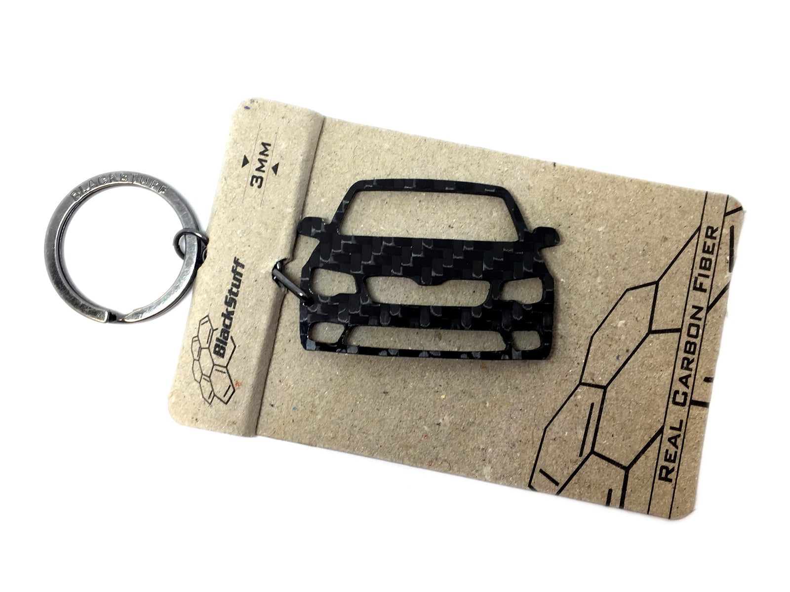 BlackStuff Carbon Fiber Keychain Keyring Ring Holder Compatible with Superb 3T MK2 2008-2015 BS-682