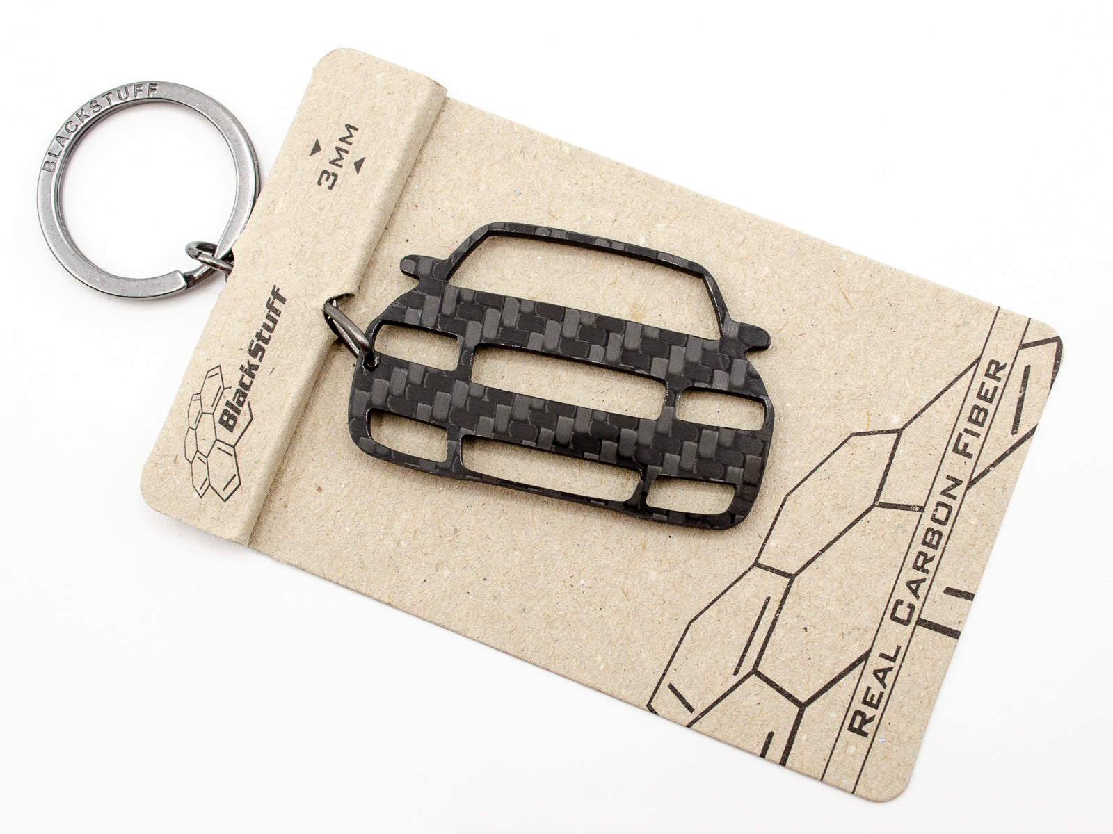 BlackStuff Carbon Fiber Keychain Keyring Ring Holder Compatible with A4 S4 B6 8E 2001-2006 BS-782