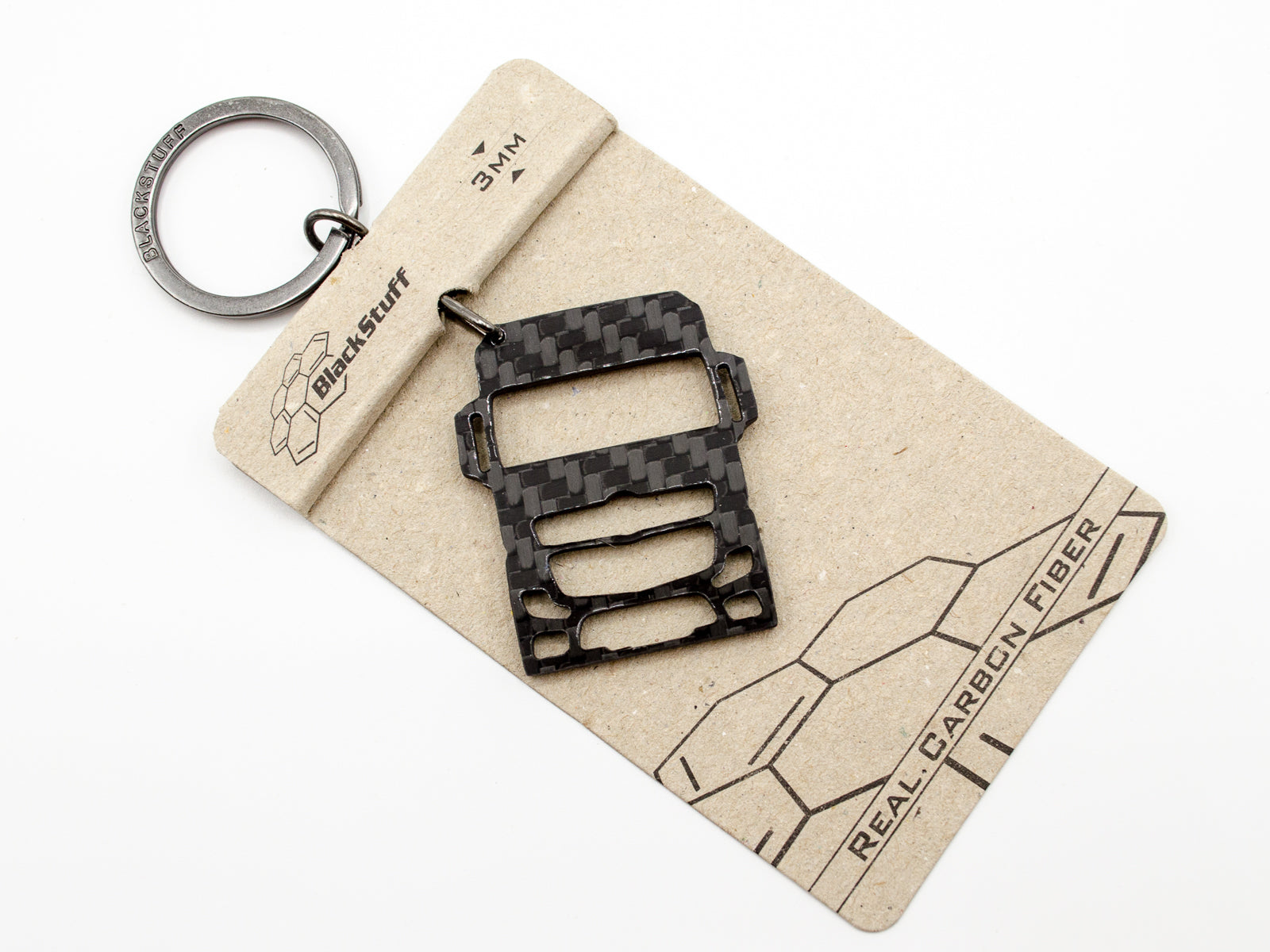 BlackStuff Carbon Fiber Keychain Keyring Ring Holder Compatible with Actros Euro 6 BS-789