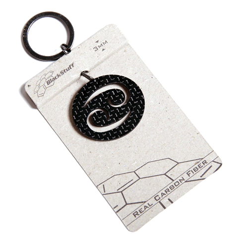 BlackStuff Carbon Fiber Keychain Keyring Ring Holder Zodiac Cancer BS-404