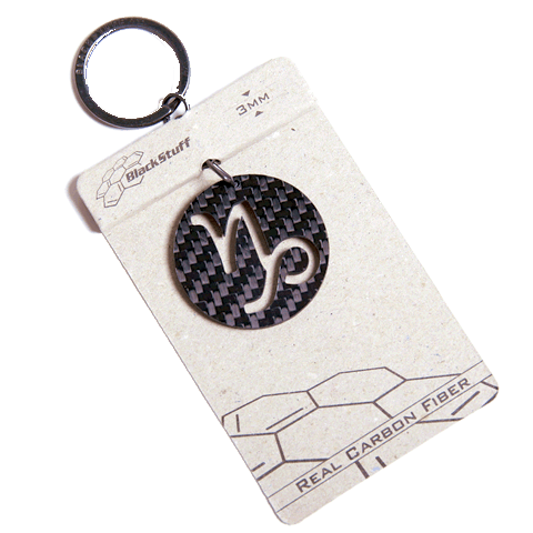 BlackStuff Carbon Fiber Keychain Keyring Ring Holder Zodiac Capricorn BS-410