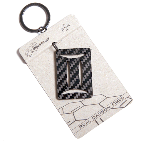 BlackStuff Carbon Fiber Keychain Keyring Ring Holder Zodiac Gemini BS-403