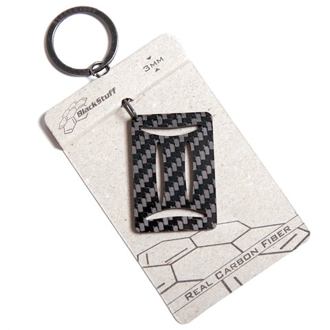 BlackStuff Carbon Fiber Keychain Keyring Ring Holder Zodiac Gemini