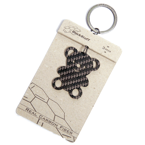 BlackStuff Carbon Fiber Keychain Keyring Ring Holder Funny Teddy Bear BS-235