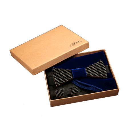 Handmade Wooden & Carbon Fibre Arrow Style Bow Tie and shirt Cufflinks, silk velvet handkerchief & decorations