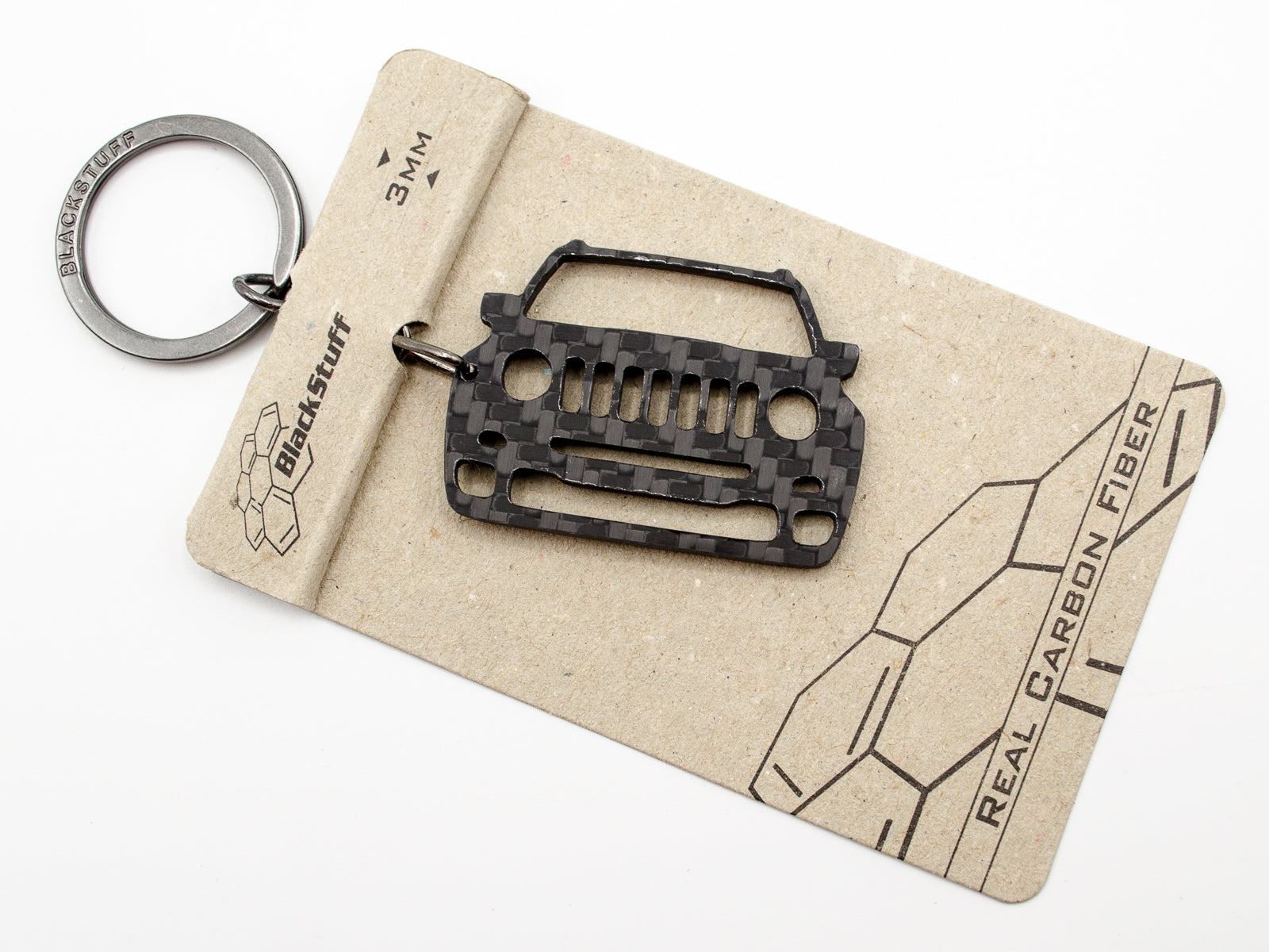 BlackStuff Carbon Fiber Keychain Keyring Ring Holder Compatible with Renegate 2014-2019 BS-787