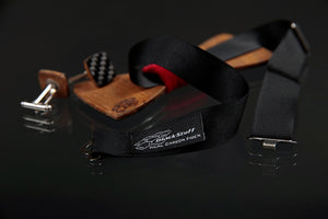 Handmade Wooden & Carbon Fiber Classic Style Bow Tie and shirt Cufflinks, silk velvet handkerchief & decorations